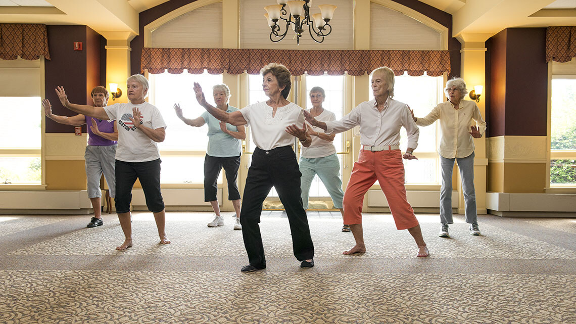 Active Seniors in Tai Chi class