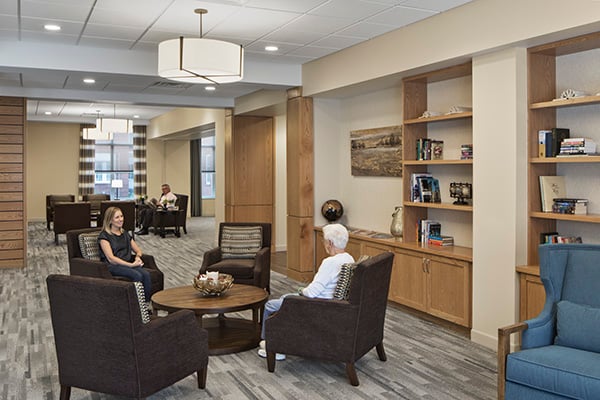 Inglenook at Presbyterian Village_Int Lobby 2 w People_Copyright Andrew Rugge Courtesy Perkins Eastman