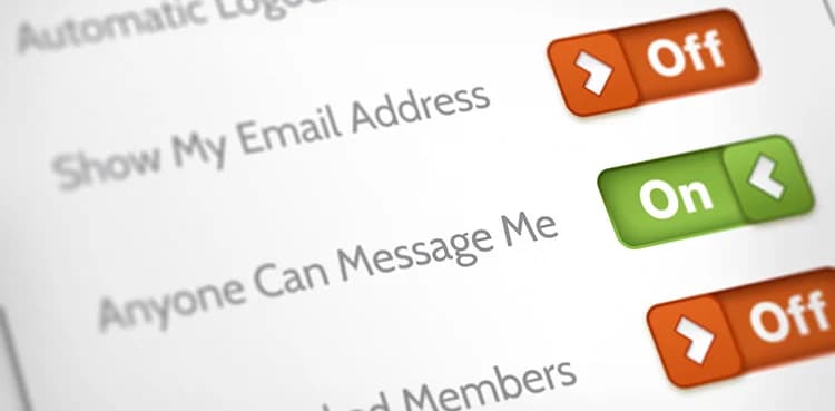 Computer screen showing settings