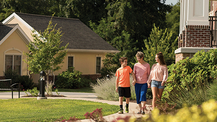 Families enjoying senior living