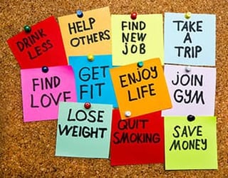 Post It. nots with New Years Rsolutions 