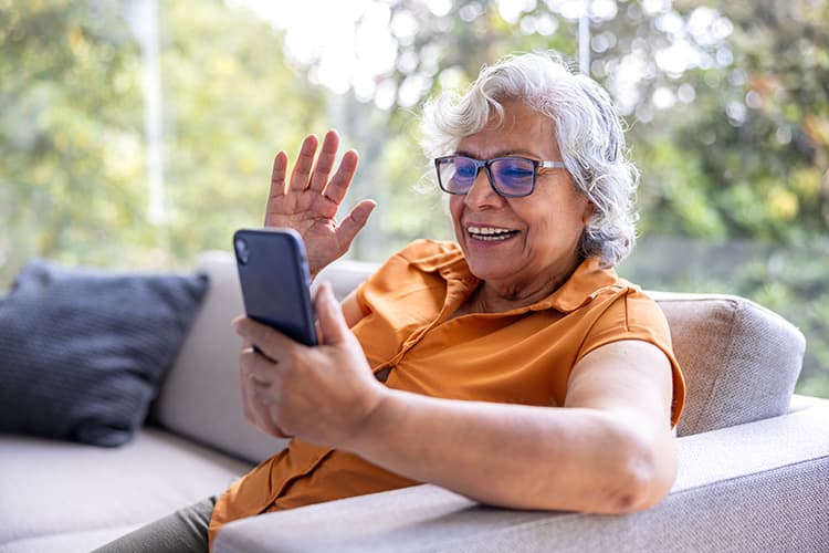 Older Adult Using Zoom Video Calling