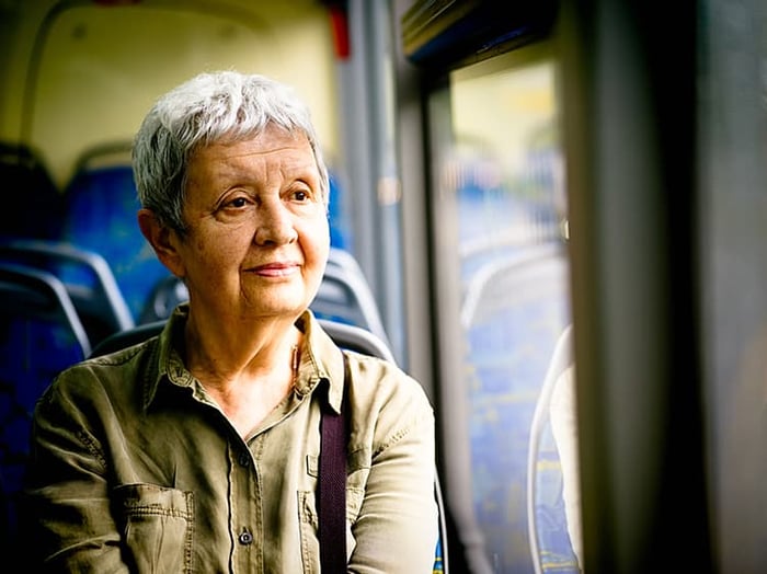 Senior Woman on a Train