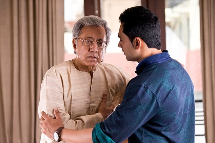 Senior man with stroke symptoms