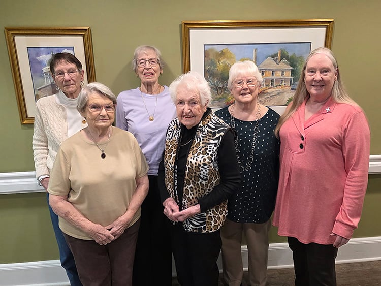 Six senior women posing as group as Glen Meadows Foundation Board