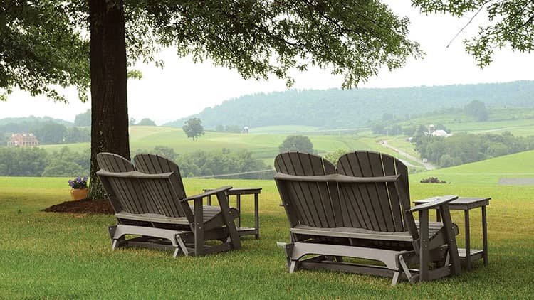 Relaxing Double Adirondak Chairs with _Tranquil Natural View