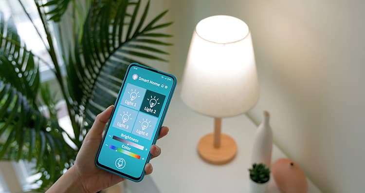 cell phone and lamp with Smart lighting for older adults